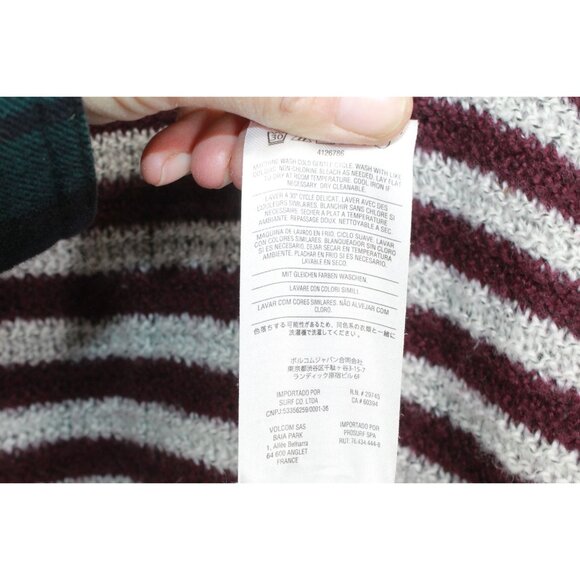 Volcom Cold Daze Short Sweater Dress Striped Purple Gray Size M 12 - Picture 9 of 10